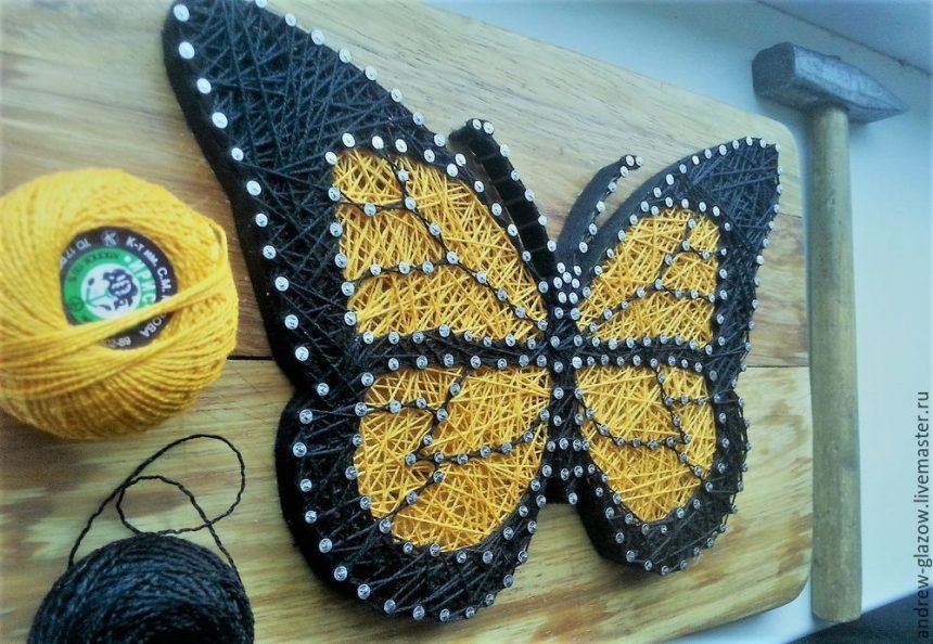 butterfly in string art style