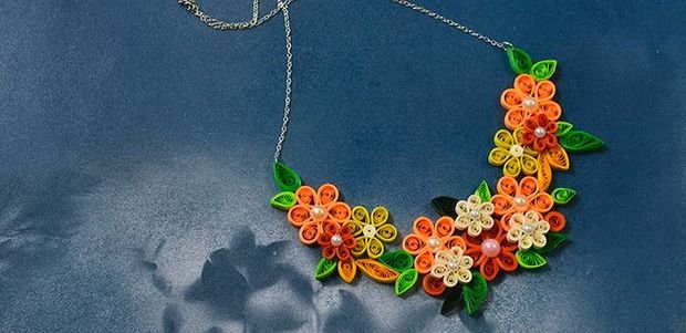 quilling flower necklaces for girls