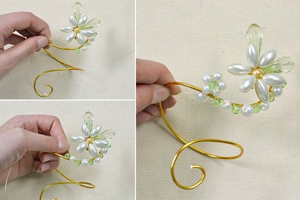 wire wrap pearl flower bracelet